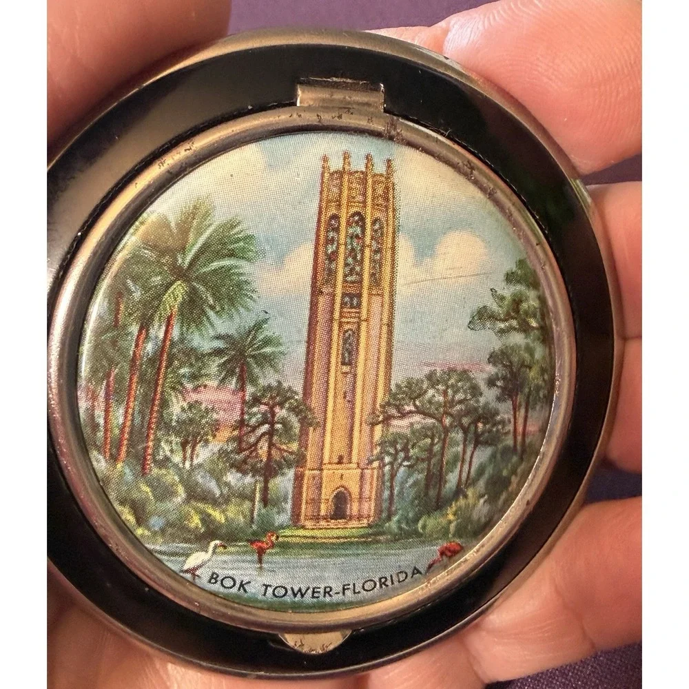 1930's souvenir BOK TOWER ORLANDO Florida pocket mirror compact